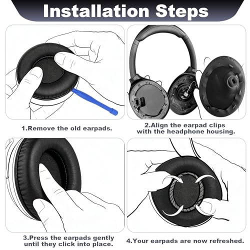 Ersatz Ohrpolster für Sony PlayStation 5 Pulse 3D Wireless Headset, 1 Paar Weiche Ohrpolster aus Proteinleder mit Memory Schaum, Langlebige Ersatzpolster für PS5 Kopfhörer in Schwarz Bild 5