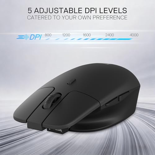 Redragon BM4162 Wireless Maus, Dual-Mode 2.4GHz/BT Maus, Leichtes Floating-Button-Design, Geräuschloser klick, 5 Einstellbare DPI bis zu 4000, Ergonomische Kompaktmaus für Mac & Windows Bild 4