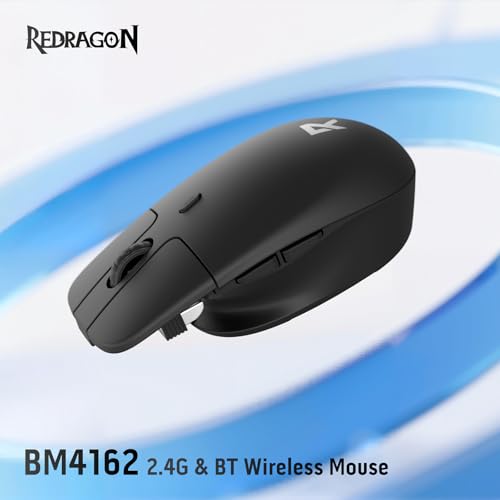 Redragon BM4162 Wireless Maus, Dual-Mode 2.4GHz/BT Maus, Leichtes Floating-Button-Design, Geräuschloser klick, 5 Einstellbare DPI bis zu 4000, Ergonomische Kompaktmaus für Mac & Windows Bild 7