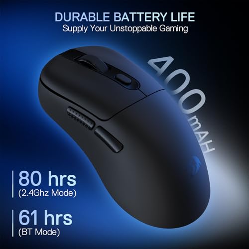 Redragon M998 - Leichte Wireless Gaming Maus mit RGB Magnet-Lade Dock, BT/2.4G Wireless/Kabelgebundene optische Maus, 24000 DPI, 5 programmierbare Tasten für PC/Mac, Schwarz Bild 5