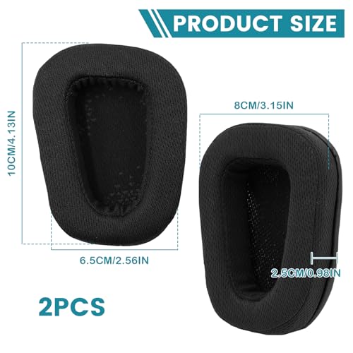 Ersatz Ohrpolster für Logitech Gaming Headsets - auch passend für G933, G935, G930, G635, G633, G633S, G430, G431, G432, G433 - Memory-Schaum & Weichem Mesh-Gewebe Bild 2