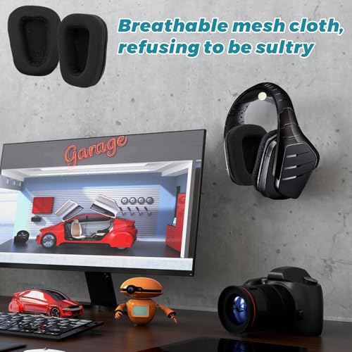 Ersatz Ohrpolster für Logitech Gaming Headsets - auch passend für G933, G935, G930, G635, G633, G633S, G430, G431, G432, G433 - Memory-Schaum & Weichem Mesh-Gewebe Bild 6