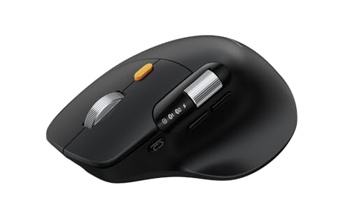 ProtoArc EM25 Ergonomische Maus mit Schnelles Scrollen, 2.4G Kabellos + 2*Bluetooth Wiederaufladbare Mouse, Seitliches Mausrad, Anpassbare Schaltflächen, 8K DPI, für Windows/Mac/Android - Schwarz Bild 1