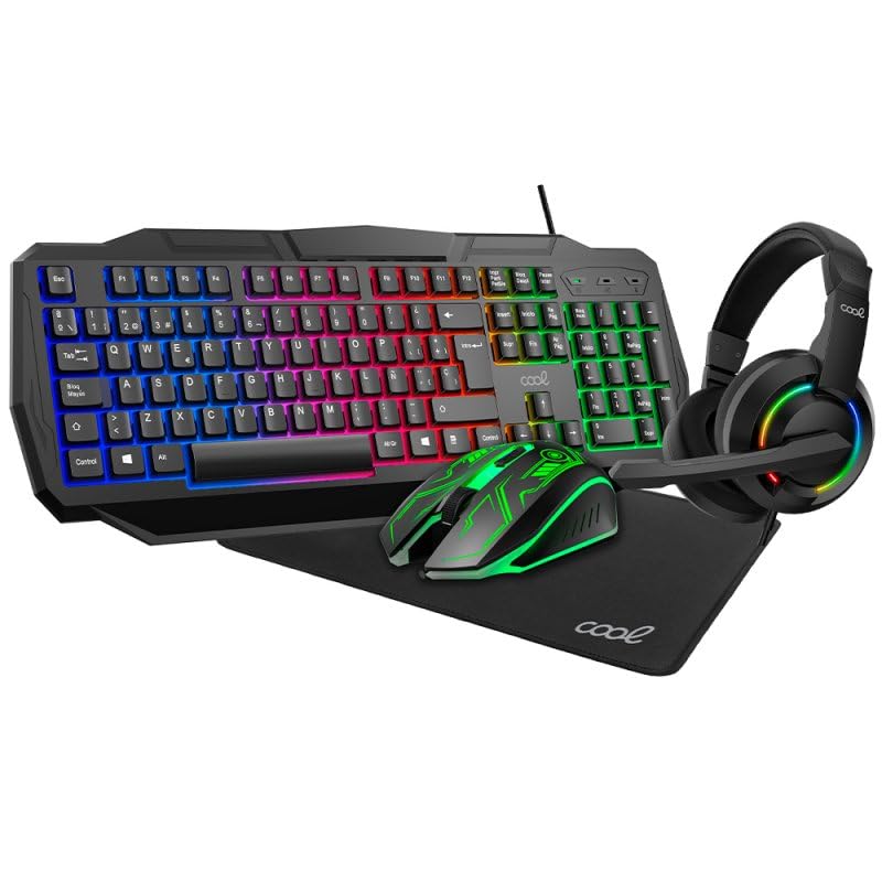 USB-Gaming-PC-Tastatur (4-in-1-Kombi) + Maus + Kopfhörer + Mauspad von Cool Youth (Spanisch) Bild 1