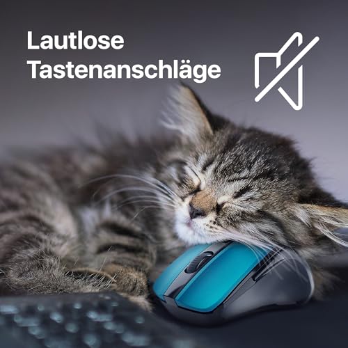 Defender Prime MB-053 – Kabellose Ergonomische Maus, Silent Click, 6 Tasten, 1600 DPI, PixArt Sensor, Büro Maus für PC Laptop (Türkis) Bild 2