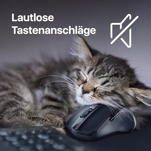 Defender Prime MB-053 – Kabellose Ergonomische Maus, Silent Click, 6 Tasten, 1600 DPI, PixArt Sensor, Büro Maus für PC Laptop (Schwarz) Bild 2