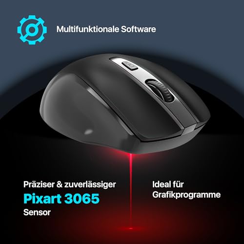 Defender Prime MB-053 – Kabellose Ergonomische Maus, Silent Click, 6 Tasten, 1600 DPI, PixArt Sensor, Büro Maus für PC Laptop (Schwarz) Bild 4