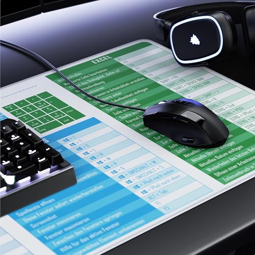 TITANWOLF - XXL Speed Gaming Mauspad 900 x 400mm - Tastatur Excel Windows Outlook Word Shortcut Tastenkürzel auf DEUTSCH - MS Keyboard Weiß Bild 5