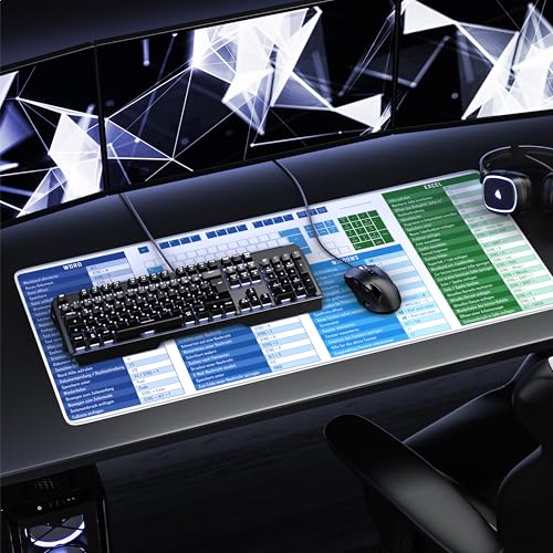 TITANWOLF - XXL Speed Gaming Mauspad 900 x 400mm - Tastatur Excel Windows Outlook Word Shortcut Tastenkürzel auf DEUTSCH - MS Keyboard Weiß Bild 6