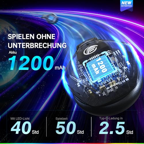 Fachixy FC-100 Bluetooth Headset, 2,4G Gaming Headset Wireless mit Mikrofon für PS5, PS4, PC, Switch, Mac, Surround Sound Noise Cancelling Kopfhörer mit LED Licht, Über 50 Stunden Akkulaufzeit Bild 4
