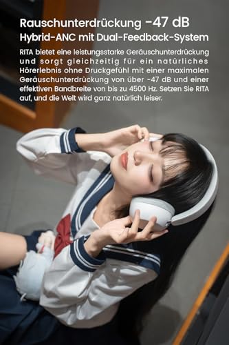 TANCHJIM RITA Bluetooth-Kopfhörer, kabellos & kabelgebunden nutzbar mit aktiver Geräuschunterdrückung. Gaming-Headset mit separater Akustikkammer, LDAC High-Res HiFi und bis zu 92 Stunden Akkulaufzeit Bild 4