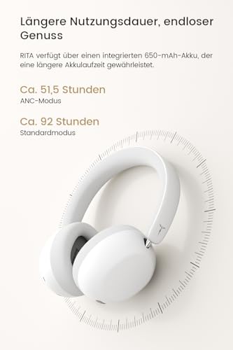 TANCHJIM RITA Bluetooth-Kopfhörer, kabellos & kabelgebunden nutzbar mit aktiver Geräuschunterdrückung. Gaming-Headset mit separater Akustikkammer, LDAC High-Res HiFi und bis zu 92 Stunden Akkulaufzeit Bild 6