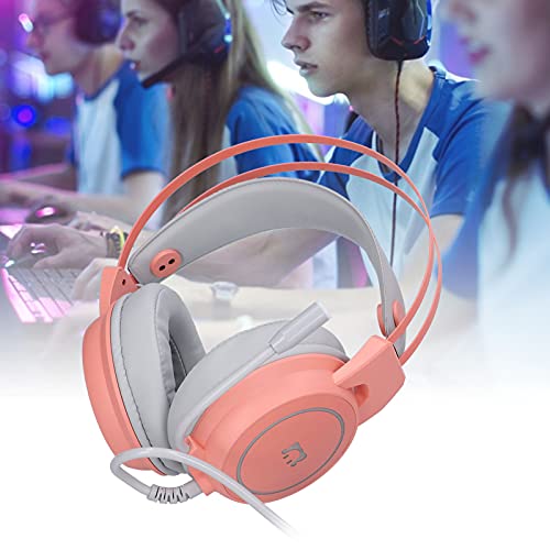 Gaming-Headset mit Mikrofon, PC-Gaming-Kopfhörer, komfortabler Surround-Stereo-Sound, leichtes RGB-Headset, omnidirektional verstellbares Mikrofon für Computerspiele und Streams (Rosa) Bild 2