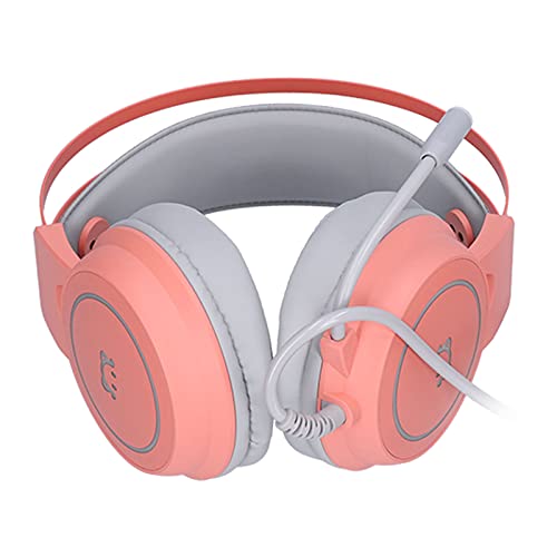 Gaming-Headset mit Mikrofon, PC-Gaming-Kopfhörer, komfortabler Surround-Stereo-Sound, leichtes RGB-Headset, omnidirektional verstellbares Mikrofon für Computerspiele und Streams (Rosa) Bild 4