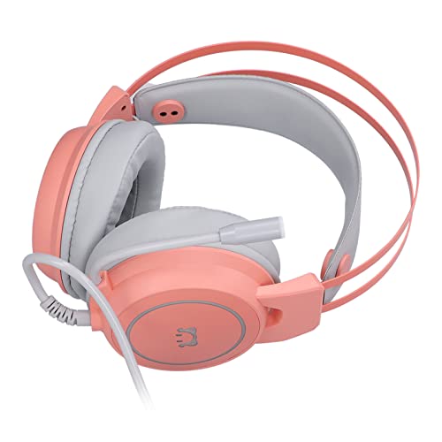 Gaming-Headset mit Mikrofon, PC-Gaming-Kopfhörer, komfortabler Surround-Stereo-Sound, leichtes RGB-Headset, omnidirektional verstellbares Mikrofon für Computerspiele und Streams (Rosa) Bild 5