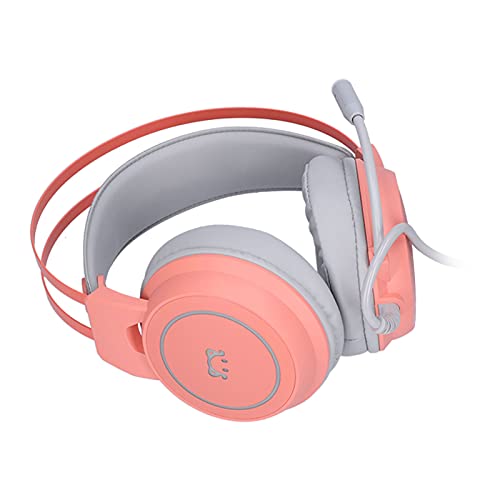 Gaming-Headset mit Mikrofon, PC-Gaming-Kopfhörer, komfortabler Surround-Stereo-Sound, leichtes RGB-Headset, omnidirektional verstellbares Mikrofon für Computerspiele und Streams (Rosa) Bild 6
