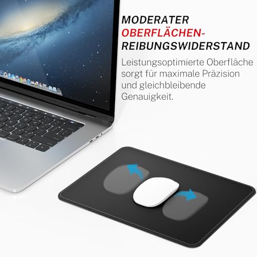 KTRIO Mauspads, 280×230mm Mousepads [30% Größer] mit Vernähten Kanten, wasserdichte Oberfläche & Rutschfester Gummibasis Waschbar Maus Pads, Schwarz (1 Pack) Bild 2
