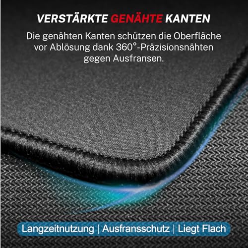 KTRIO Mauspads, 280×230mm Mousepads [30% Größer] mit Vernähten Kanten, wasserdichte Oberfläche & Rutschfester Gummibasis Waschbar Maus Pads, Schwarz (1 Pack) Bild 3