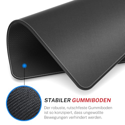 KTRIO Mauspads, 280×230mm Mousepads [30% Größer] mit Vernähten Kanten, wasserdichte Oberfläche & Rutschfester Gummibasis Waschbar Maus Pads, Schwarz (1 Pack) Bild 4