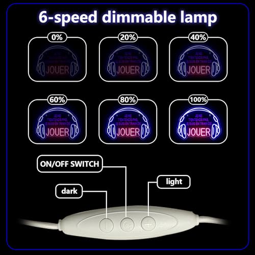 Je Ne T'entends Pas,Je Suis En Train De Jouer Neon Schild,Headset Gaming LED Schild für Schlafzimmer Man Cave Gaming Zimmer Party,Nachtlicht Geschenk für Junge Spieler Gamer USB Powered（15.8"*11.8"） Bild 6
