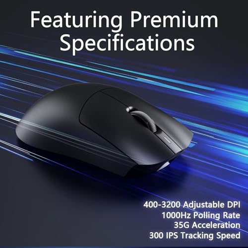 AJAZZ AJ139P V3 Mc Wireless Gaming Mouse, PAW3311 Sensor, 24K DPI, 2.4G/USB-C/BT, 800mAh Battery, Ultra-Light 69g, RGB Magnetic Charging Base, 80 Million Clicks Life, Compatible with PC and Mac, Black Bild 4