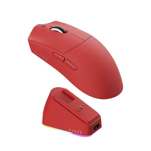 AJAZZ AJ139P V3 Mc Wireless Gaming Mouse, PAW3311 Sensor, 24K DPI, 2.4G/USB-C/BT, 800mAh Battery, Ultra-Light 69g, RGB Magnetic Charging Base, 80 Million Clicks Life, Compatible with PC and Mac, Red Bild 1