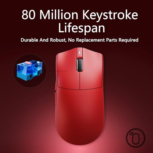 AJAZZ AJ139P V3 Mc Wireless Gaming Mouse, PAW3311 Sensor, 24K DPI, 2.4G/USB-C/BT, 800mAh Battery, Ultra-Light 69g, RGB Magnetic Charging Base, 80 Million Clicks Life, Compatible with PC and Mac, Red Bild 4