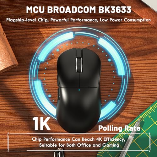 LexonElec Magic-Refiner X2 Superleichte Kabellose Computermaus, Optischer Pixart 3311 Gaming-Sensor, 24000 DPI, 1000 Hz Abtastrate, 2,4G/BT/USB-Wired Mouse, Ergonomisches für Laptop/PC/Mac - Schwarz Bild 4