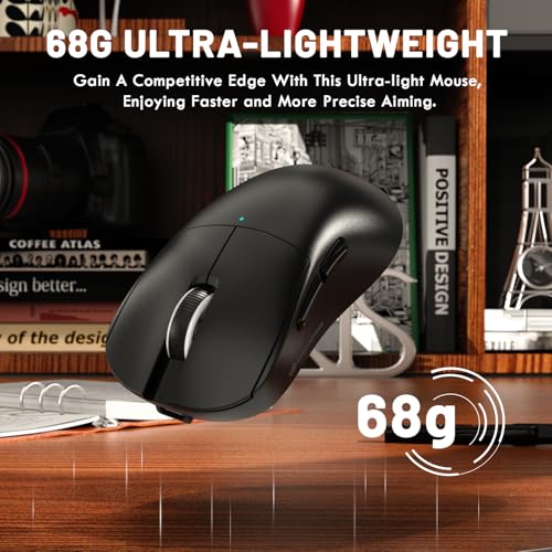 LexonElec Magic-Refiner X2 Superleichte Kabellose Computermaus, Optischer Pixart 3311 Gaming-Sensor, 24000 DPI, 1000 Hz Abtastrate, 2,4G/BT/USB-Wired Mouse, Ergonomisches für Laptop/PC/Mac - Schwarz Bild 5