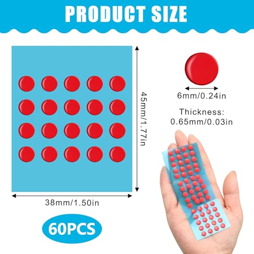 QLK 60 Stück Mauspads, Universal Mausfüße, schneller Ersatz, glattes Gleiten, abgerundete Kanten, langlebig und selbstklebend, 3 Blätter, Maus Set mit Punkten, Gaming Zubehör 0,6 mm Bild 3