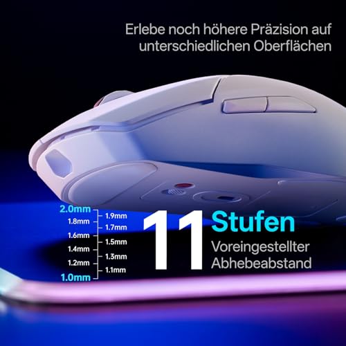 Rapoo VT9Pro 4K Kabellose Gaming-Maus mit PAW 3398 Sensor, 26000 DPI, 4000Hz Abfragerate, 0.25ms Reaktionszeit, 10 Programmierbare Tasten, 160 Stunden Akkulaufzei, Integrierter Speicher-Weiß Bild 6