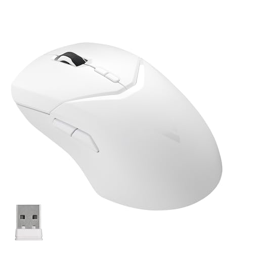Rapoo VT9Pro Kabellose Gaming-Maus mit PAW 3398 Sensor, 26000 DPI, 1 ms Reaktionszeit, 10 programmierbare Tasten, 160 Stunden Akkulaufzeit, Leichtgewicht, Integrierter Speicher-Weiß Bild 1