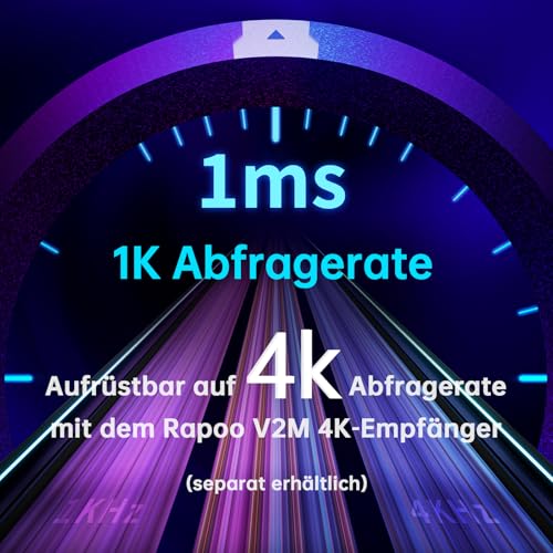 Rapoo VT9Pro Kabellose Gaming-Maus mit PAW 3398 Sensor, 26000 DPI, 1 ms Reaktionszeit, 10 programmierbare Tasten, 160 Stunden Akkulaufzeit, Leichtgewicht, Integrierter Speicher-Weiß Bild 3
