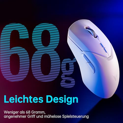 Rapoo VT9Pro Kabellose Gaming-Maus mit PAW 3398 Sensor, 26000 DPI, 1 ms Reaktionszeit, 10 programmierbare Tasten, 160 Stunden Akkulaufzeit, Leichtgewicht, Integrierter Speicher-Weiß Bild 5