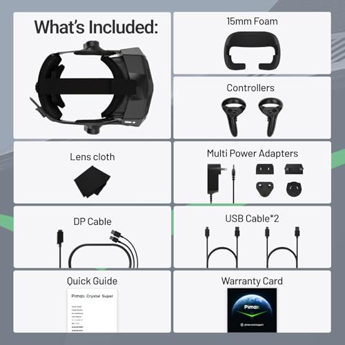 Pimax Crystal Super VR-Headset & VR-Brille, Vollzahlungs-Version – 3840x3840 pro Auge, Ultrawide, 140° Sichtfeld, Augenverfolgung, Ultra-scharf für Flug- & Rennsimulationen & Gaming Bild 4