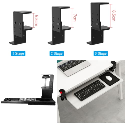 Tastaturablage, ohne Bohren, Klemme, Untertischstütze, leichtes und stabiles Design, hält Tastatur und Maus, perfekt für Heimbüro und Gaming-Setup Bild 4