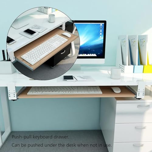 Tastaturschublade mit Clip-Tablett, 55–75 cm, Untertisch-Tastatur- und Maus-Aufbewahrung, Schiebe- und abnehmbare Tastaturablage, perfekt für Heimbüro und Gaming-Setup Bild 3