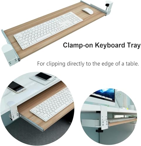 Tastaturschublade mit Clip-Tablett, 55–75 cm, Untertisch-Tastatur- und Maus-Aufbewahrung, Schiebe- und abnehmbare Tastaturablage, perfekt für Heimbüro und Gaming-Setup Bild 4