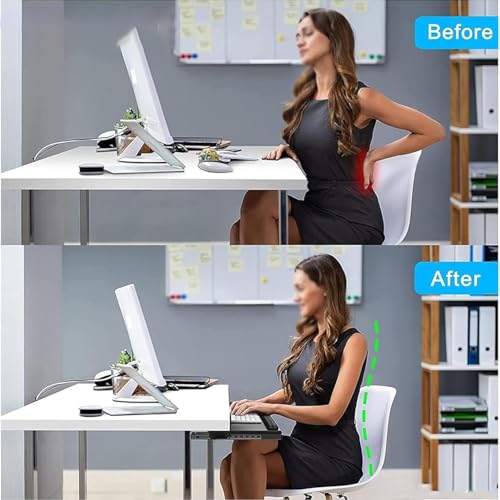 54–70 cm Tastaturschublade mit Klemme für Tastatur und Maus, Schiebeablage für ergonomischen Arbeitsplatz, verstellbare Tiefe, ideal für Heimbüro und Gaming-Setup. Bild 4