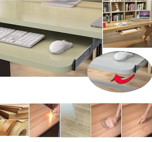 54–70 cm Tastaturschublade mit Klemme für Tastatur und Maus, Schiebeablage für ergonomischen Arbeitsplatz, verstellbare Tiefe, ideal für Heimbüro und Gaming-Setup. Bild 6