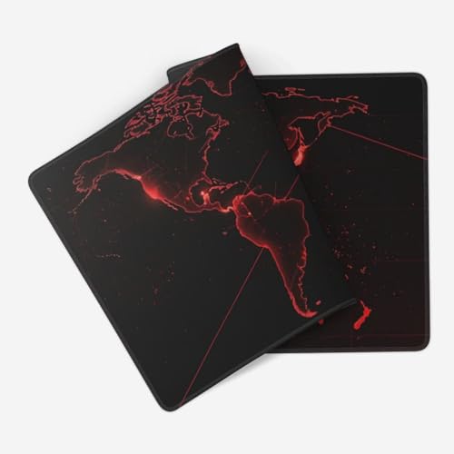 Gaming Mousepad XXL 100x50cm, Rot Schreibtischunterlage Mousepad Weltkarte mit Vernähte Kanten und rutschfeste Gummibasis für Tastatur Maus Verbessert Präzision Geschwindigkeit, Geschenke 0E-378 Bild 5