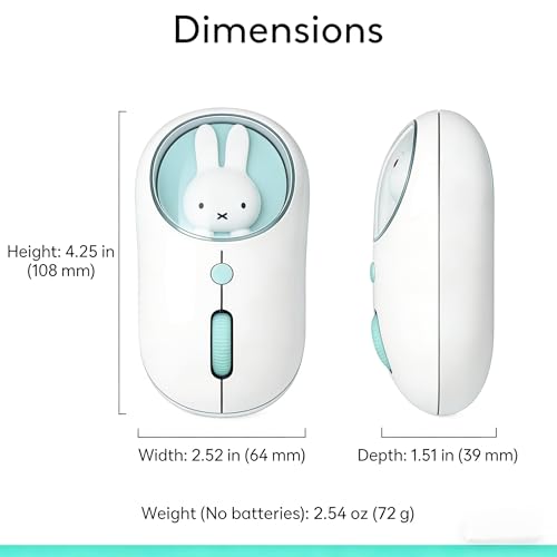 MiPow x Miffy Bluetooth Wireless Maus, kleine tragbare Maus, geeignet für Laptops, Tablets usw., Tracking reibungslos, kompatibel mit PC und Mac, Windows und macOS,Blue, Ostern Geschenke Bild 3