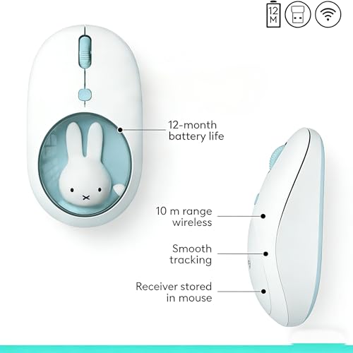 MiPow x Miffy Bluetooth Wireless Maus, kleine tragbare Maus, geeignet für Laptops, Tablets usw., Tracking reibungslos, kompatibel mit PC und Mac, Windows und macOS,Blue, Ostern Geschenke Bild 4