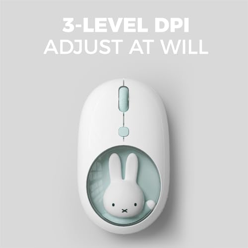 MiPow x Miffy Bluetooth Wireless Maus, kleine tragbare Maus, geeignet für Laptops, Tablets usw., Tracking reibungslos, kompatibel mit PC und Mac, Windows und macOS,Blue, Ostern Geschenke Bild 5