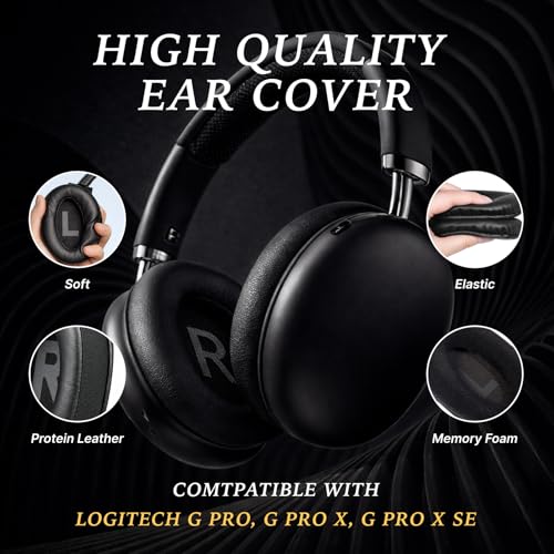 for Logitech Ohrpolster G Pro X Aus Memory-Schaum Mit Proteinleder, Komfortabler Over-Ear Ersatz Für Gaming Headset,Geräuschdämpfend,Langlebig,Passgenau Für Logitech G Pro X Kopfhörer Schutz Bild 4