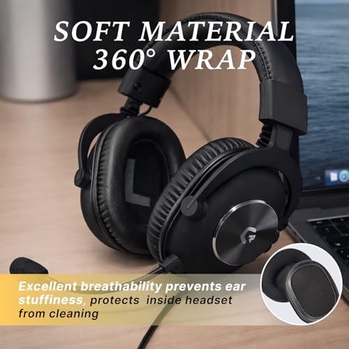 for Logitech Ohrpolster G Pro X Aus Memory-Schaum Mit Proteinleder, Komfortabler Over-Ear Ersatz Für Gaming Headset,Geräuschdämpfend,Langlebig,Passgenau Für Logitech G Pro X Kopfhörer Schutz Bild 5