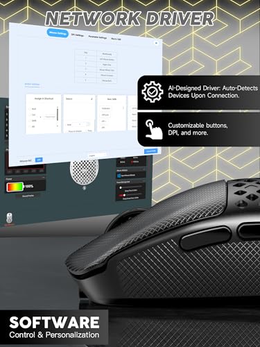 MAMBASNAKE M2 Ultra-Lightweight Wireless Gaming Mouse, PAW3395PRO Sensor 40000 DPI, 41g Carbon Fiber, Mouse Coiled Cable, Tri-Mode 2.4G/Bluetooth/Wired, 100M Clicks, Cloud Driver, Ergonomic Design Bild 5