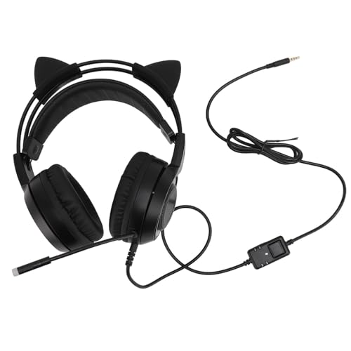 BONKZEBU Rauschunterdrückung, Stereo, Süßes Gaming-Headset, Over-Ear-Kopfhörer mit Mikrofon, 40-mm-Premium-Lautsprecher für, PC, Telefon, Verstellbarer Kopfbügel für (Schwarz) Bild 3