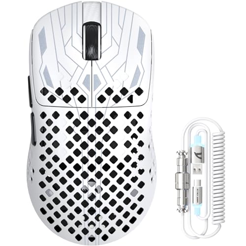 MAMBASNAKE M2 Ultra-Lightweight Wireless Gaming Mouse, PAW3395PRO Sensor 40000 DPI, 41g Carbon Fiber, Mouse Coiled Cable, Tri-Mode 2.4G/Bluetooth/Wired, 100M Clicks, Cloud Driver, Ergonomic Design Bild 1
