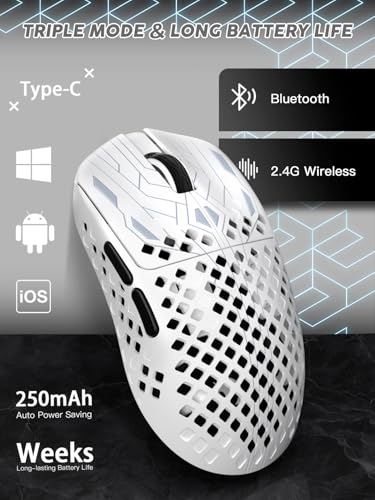 MAMBASNAKE M2 Ultra-Lightweight Wireless Gaming Mouse, PAW3395PRO Sensor 40000 DPI, 41g Carbon Fiber, Mouse Coiled Cable, Tri-Mode 2.4G/Bluetooth/Wired, 100M Clicks, Cloud Driver, Ergonomic Design Bild 4